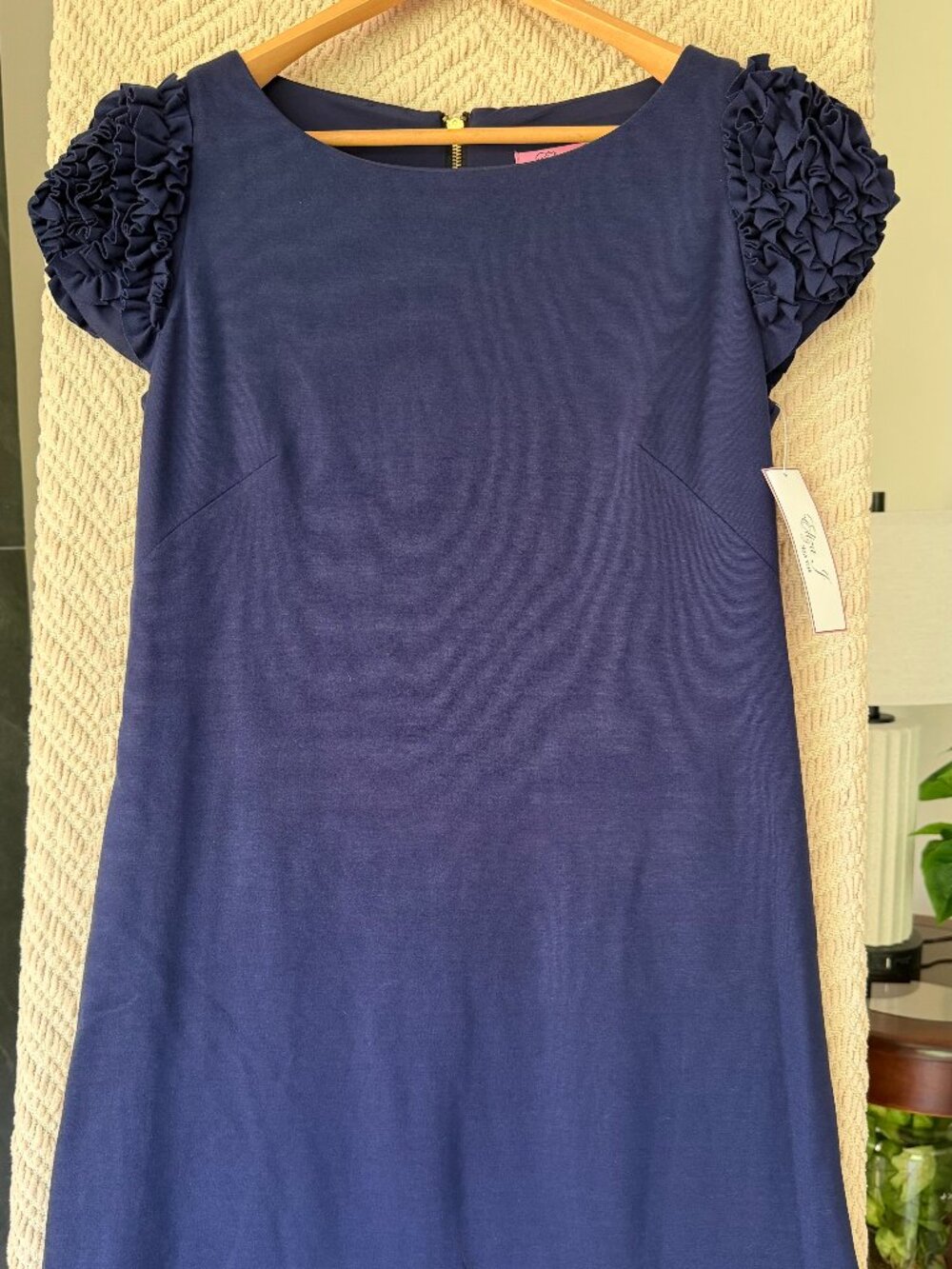 NWT Eliza J Navy Ruffle Sleeve Shift Dress Size 12